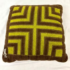 Vintage Yves Saint Laurent Fieldcrest YSL Retro Green Brown Small Pillow